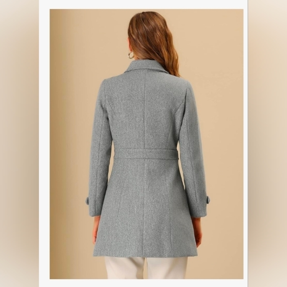Allegra K Women's Winter Classic Outwear Overcoat with Pockets Single Breasted - Picture 4 of 8